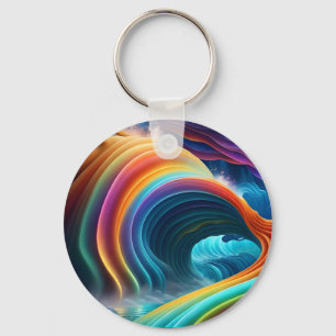 Graceful Bright Rainbow Waterfall Key Ring