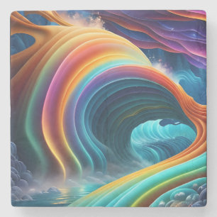 Graceful Bright Rainbow Waterfall Stone Coaster