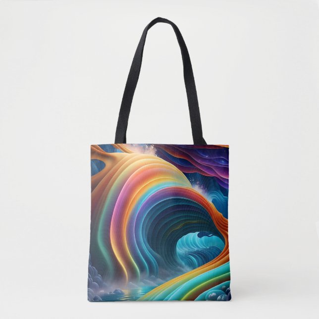Graceful Bright Rainbow Waterfall Tote Bag (Front)
