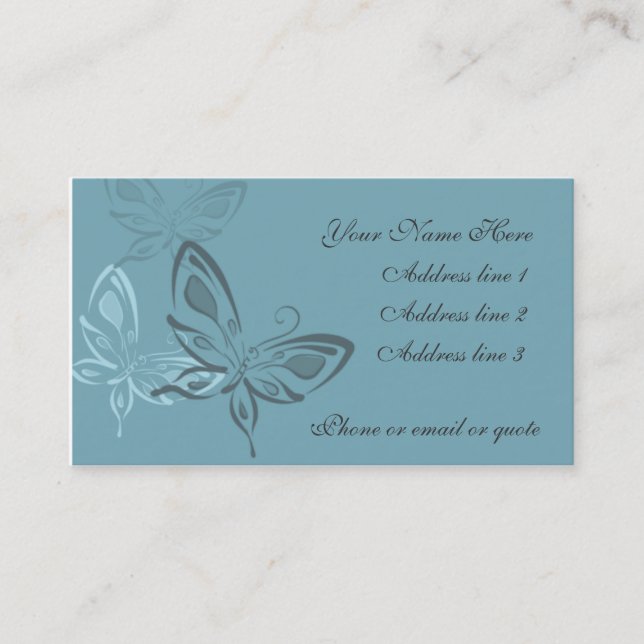 Graceful Butterflies on Blue Business Card (Front)