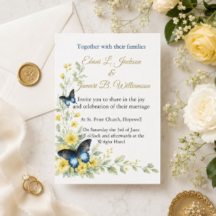 Graceful Butterflies & Timeless Blooms Wedding  Invitation