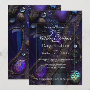 Graceful Chaos   Botanical Gemstone Abstract Invitation