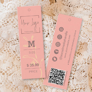 Graceful Coral Pink Leaf QR Attire Price Tags