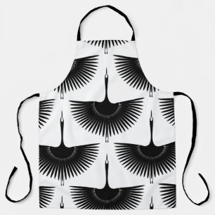 Graceful Crane: Oriental Bird Pattern Apron