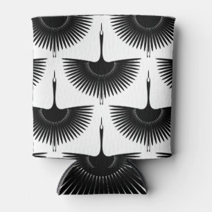 Graceful Crane: Oriental Bird Pattern Can Cooler