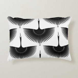 Graceful Crane: Oriental Bird Pattern Decorative Cushion