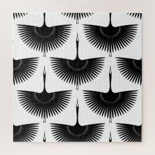 Graceful Crane: Oriental Bird Pattern Jigsaw Puzzle