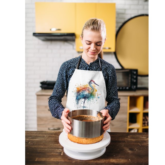Graceful Crane: Watercolor Art, custom Apron (Creator Uploaded)