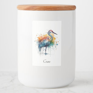 Graceful Crane: Watercolor Art, custom Food Label