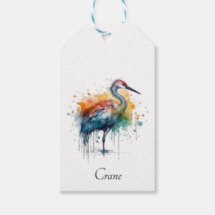 Graceful Crane: Watercolro Art, custom Gift Tags