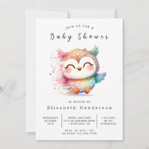 Graceful Custom Owl Baby Shower Invitation