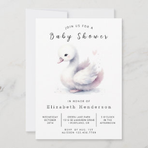 Graceful Custom Swan Baby Shower Invitation