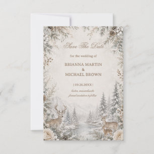 Graceful Deer Beside Winter River Save The Date