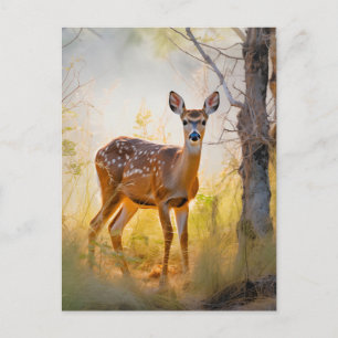Graceful Deer in the Forest Nature Design Postcard