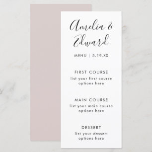 Graceful Delicate Blush Wedding Menu Card