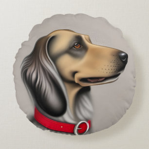 Graceful Dog Elegant Pet Portrait Home Decor Round Cushion