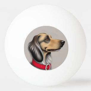 Graceful Dog With Red Collar Posed Sideways Ping Pong Ball