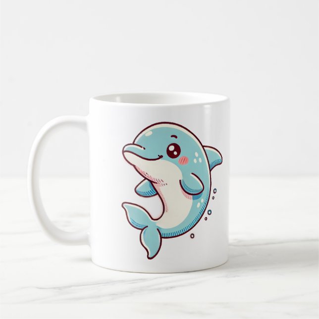 Graceful Dolphin with Ocean Delight Coffee Mug (Left)