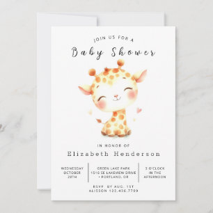 Graceful Editable Giraffe Baby Shower Invitation