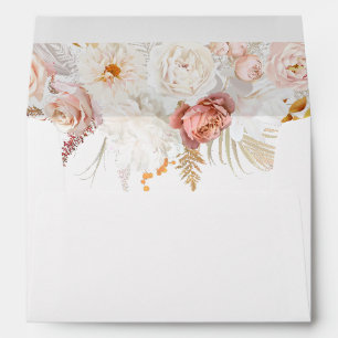 Graceful Elegance: Flawless Blush Floral Wedding Envelope
