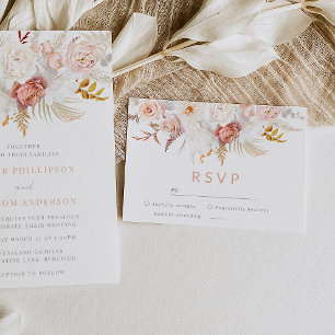 Graceful Elegance: Flawless Blush Floral Wedding RSVP Card
