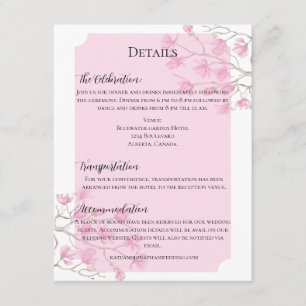 Graceful Elegant Pink Magnolia Garden  Enclosure Card