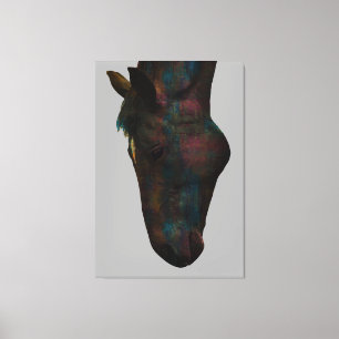 Graceful Equine Sip: Colourful Horse Head Design Canvas Print