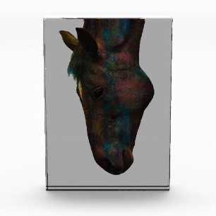 Graceful Equine Sip: Colourful Horse Head Design Photo Block