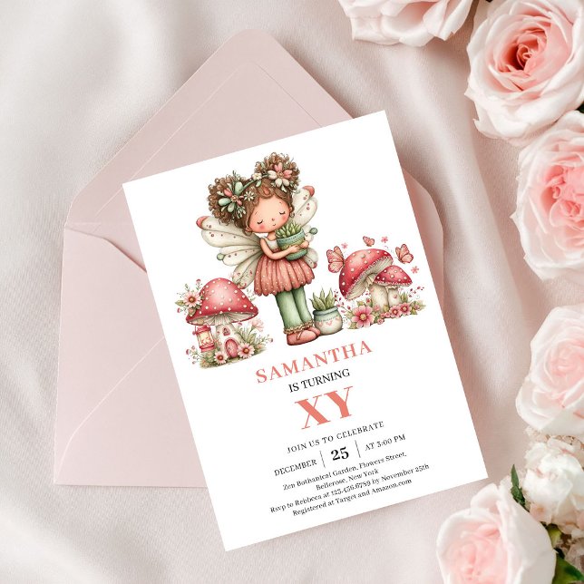 Graceful Fairy 3rd Birthday Pastel Pink Invitation (Graceful Fairy 3rd Birthday Pastel Pink Invitation)