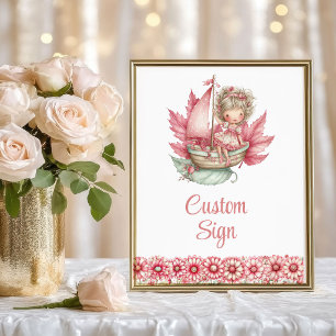 Graceful Fairy Girl Blush Floral Birthday Custom  Poster