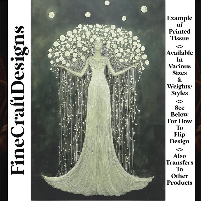 Graceful Female Floral Green Gown V6 Decoupage Tissue Paper (Creator Uploaded)