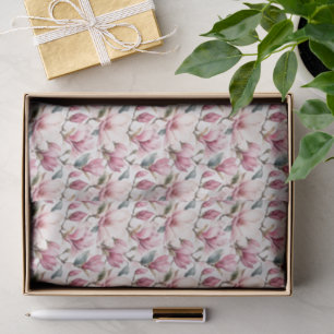 Graceful Feminine Watercolor Magnolias Tissue Paper