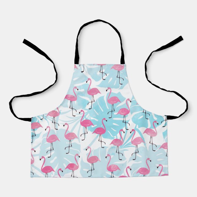 Graceful flamingos and monstera leaves apron (Front)