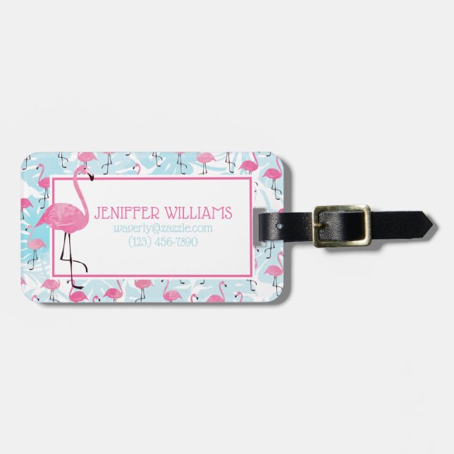 Graceful flamingos and monstera leaves             luggage tag (Front Horizontal)