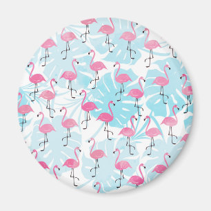 Graceful flamingos and monstera leaves magnet