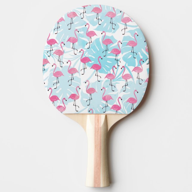 Graceful flamingos and monstera leaves ping pong paddle (Front)