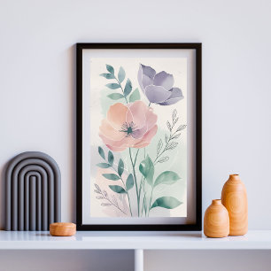 Graceful Floral Harmony Soft Botanical Wall Deco Poster