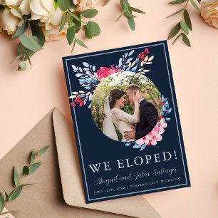Graceful Floral Pink and Dusty Blue Elopement Announcement