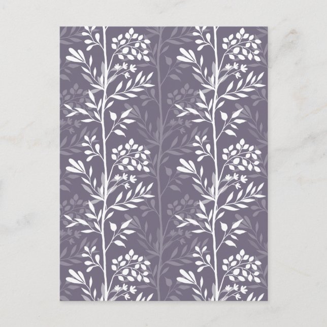 Graceful Floral Silhouette Lavender Purple Minimal Holiday Postcard (Front)
