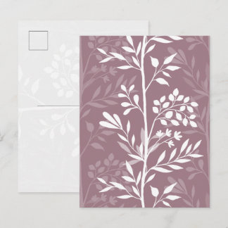 Graceful Floral Silhouette Rose Mauve Minimal Postcard