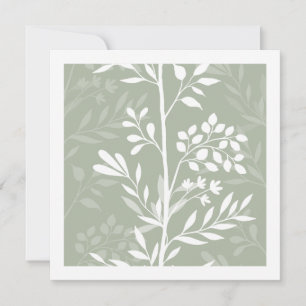 Graceful Floral Silhouette Sage Green Minimal Card