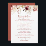 Graceful Floral Wedding Kissing Menu Game Card<br><div class="desc">This graceful floral wedding kissing menu game card is perfect for a rustic wedding reception. The design features dainty watercolor white,  burgundy,  pink roses and fall leaves.</div>
