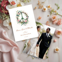 Graceful Floral Wood Peace Symbol Photo Wedding