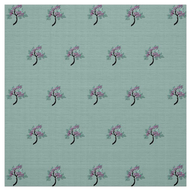 Graceful Flowering Tree Green + Plum 60"  Fabric (Swatch)