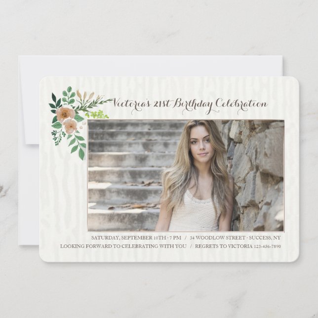 Graceful Flowers Photo Invitation (Front)