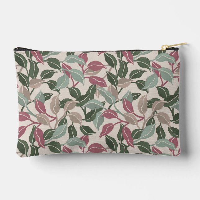 Graceful Foliage Refined Botanical Pattern Accessory Pouch (Back)