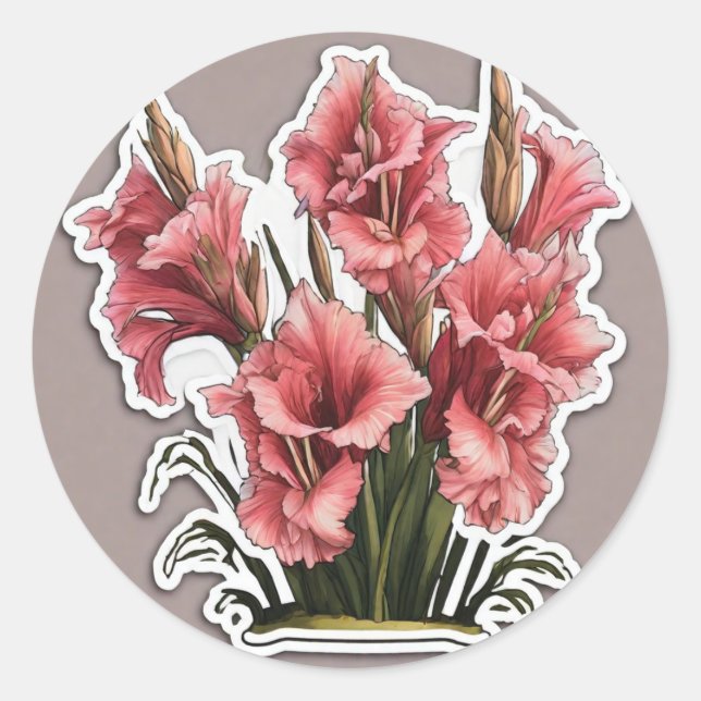 Graceful Gladiolus: Elegance in Every Petal Classic Round Sticker (Front)
