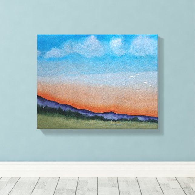 Graceful Glowing Sunset Hills Canvas Print (Insitu(Wood Floor))