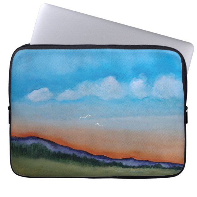Graceful Glowing Sunset Hills Laptop Sleeve (Front)