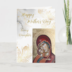 Graceful Gold Line-Drawing Roses Mother's Day Card